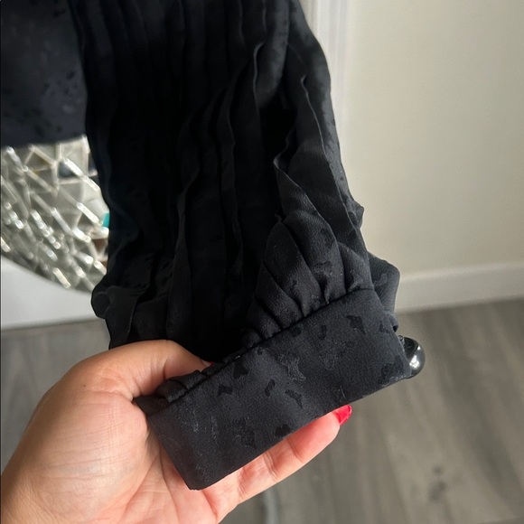 David Hayes Black Silk Women's Blazer with Leopard Print Floral Broach size 8 - Picture 6 of 10